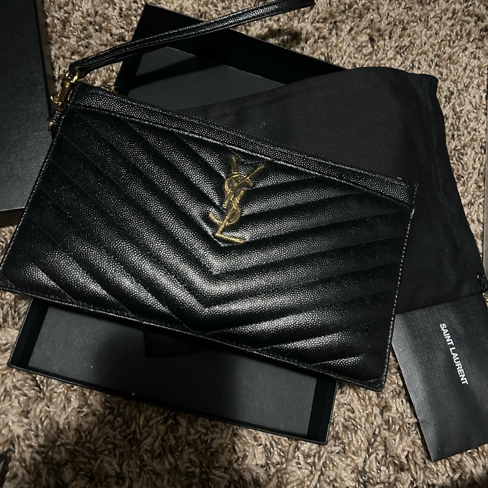 Authentic Saint Laurent Black Wristlet